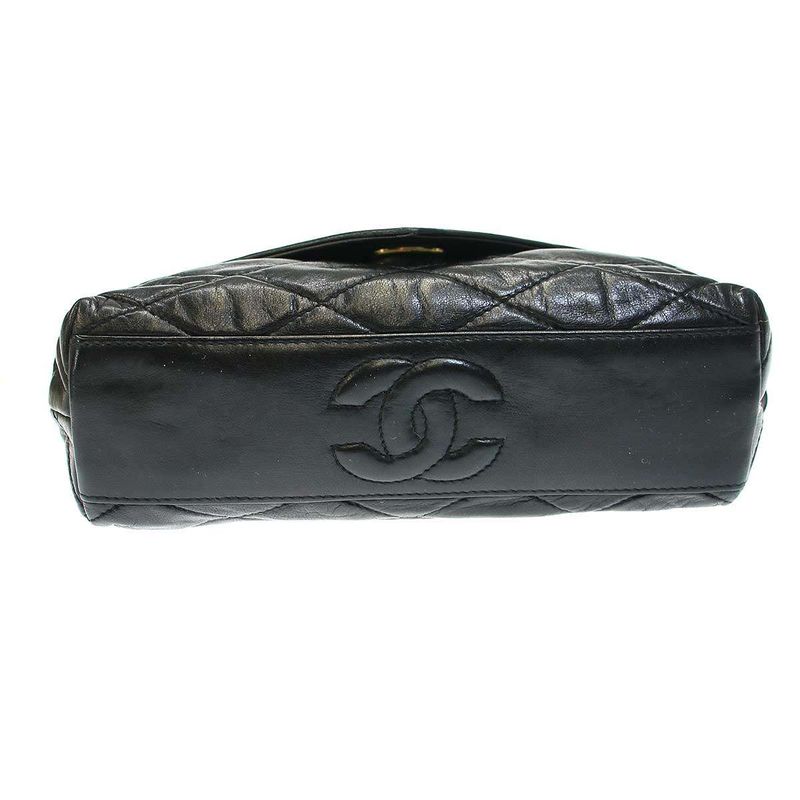 Chanel Old Vintage Matelasse Leather Shoulder Bag Black