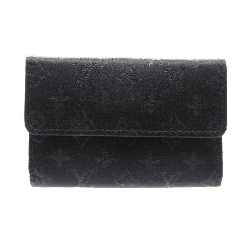 Louis Vuitton Porte Monnaie Satin Monogram Coin Case Black