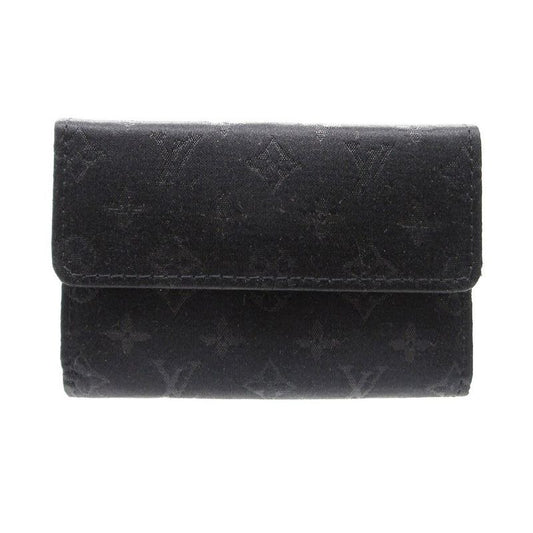 Louis Vuitton Porte Monnaie Satin Monogram Coin Case Black