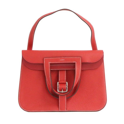 Hermes Halzan 31 Taurillon Clemence Rouge Tomato Vermillion Silver