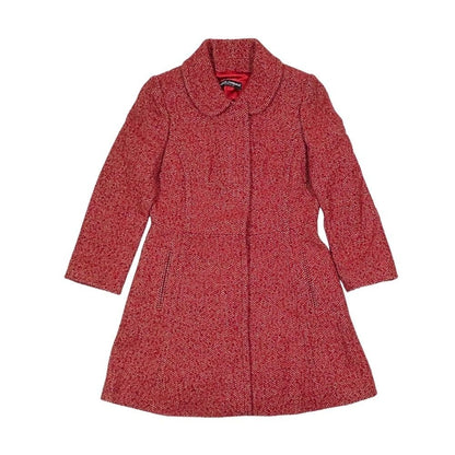 Dolce & Gabbana Wool Satin Coat Herringbone 44 Large Red