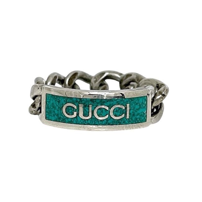 Gucci Ring Silver Green 6787118183 Never Used Excellent Condition