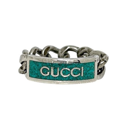 Gucci Ring Silver Green 6787118183 Never Used Excellent Condition