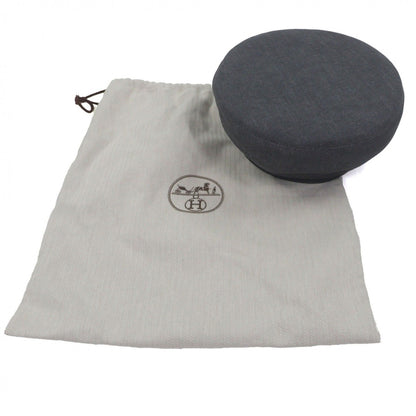 Hermes Cotton Cowhide Sante Honore Series Button Piping Cow Leather Beret Gray — view 2