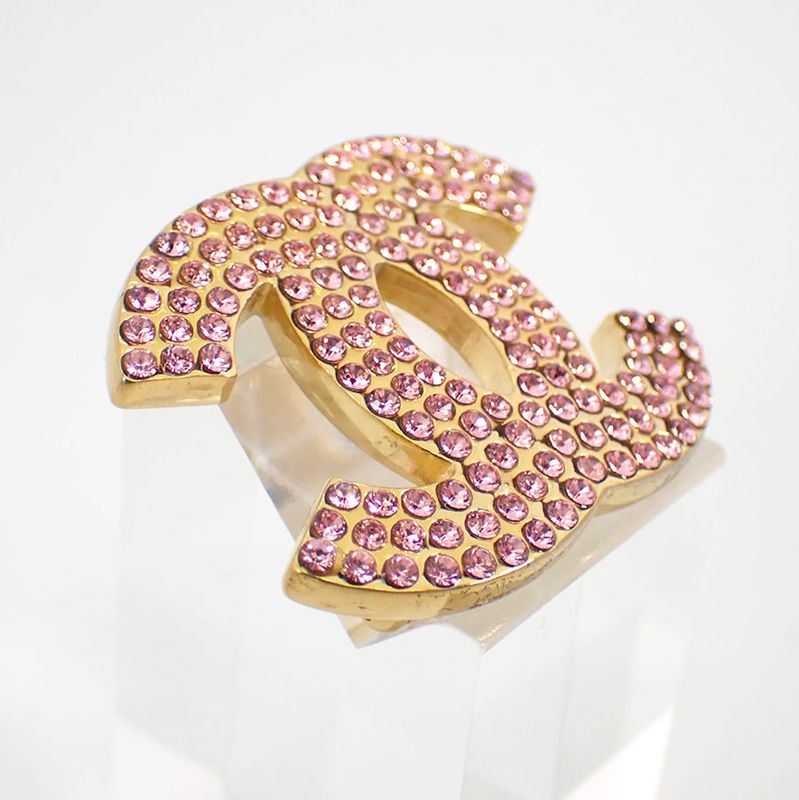Chanel / Coco Mark / Pink Rhinestone / Brooch / G512-32