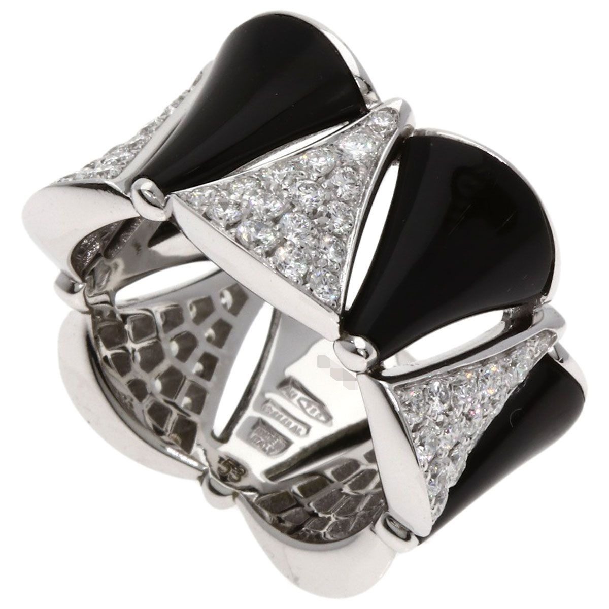 Bvlgari Diva Dream Diamond Onyx 53 Ring 18k White Gold