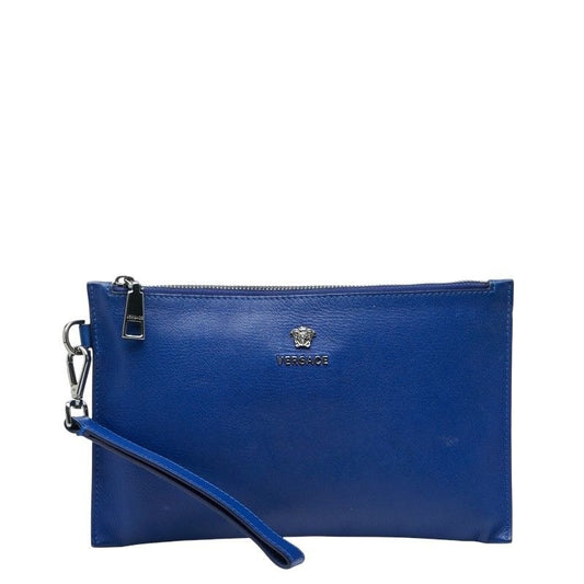 Versace Medusa Clutch Blue Leather