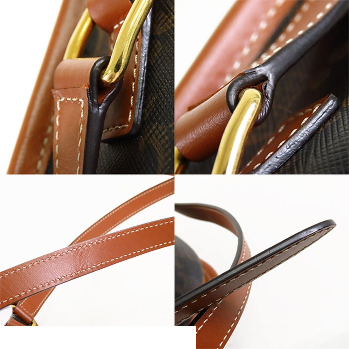 Celine Folco Brown Calfskin Triomphe Canvas Shoulder Bag — view 8