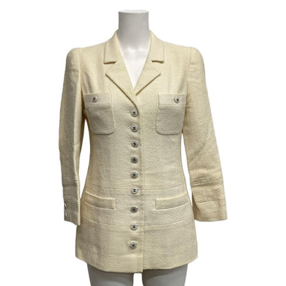 Chanel Jacket Size 38 M Women - P06411 Ivory Long Sleeves/shoulder Pads Wool