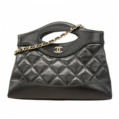 Chanel Handbag Matelasse Calfskin Black Chien Pan Gold Hardware Women