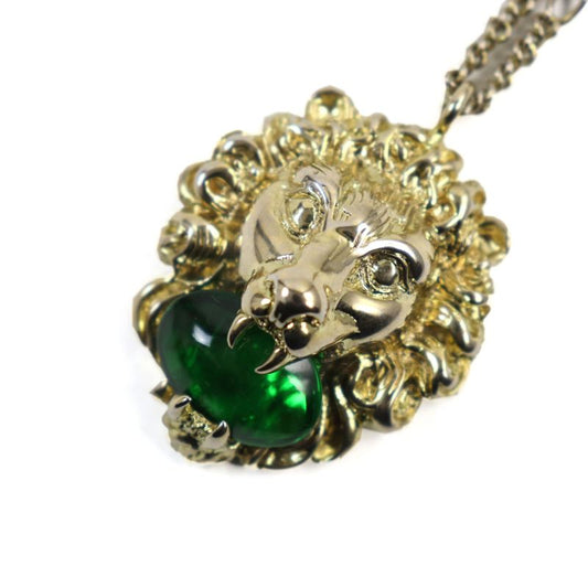 Gucci 412885 Lion Head Colored Stone Chain Necklace /pendant