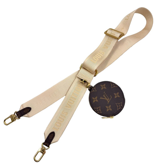Louis Vuitton LV On The Go Coin Case Canvas Ivory Shoulder Strap Gold