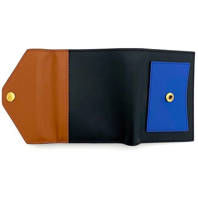 Celine Trifold Wallet Black Brown Blue Gold