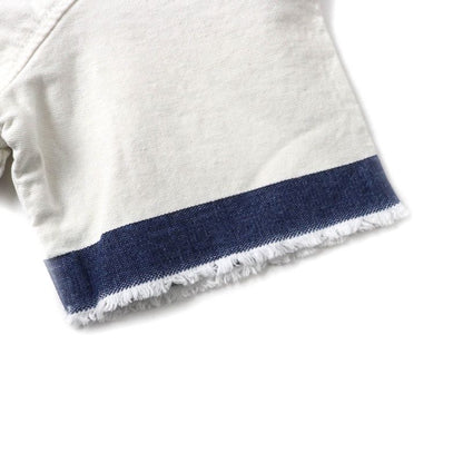 Prada 2021 Gft012 100% Cotton Cut-off Cropped Denim Top With Triangle Logo