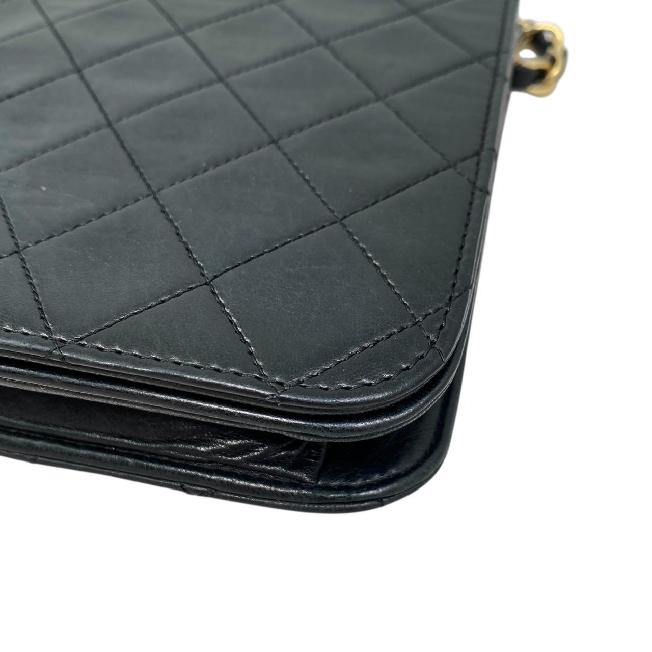 Chanel Shoulder Bag Matelasse Lambskin Coco Mark Chain Vintage Black Gold