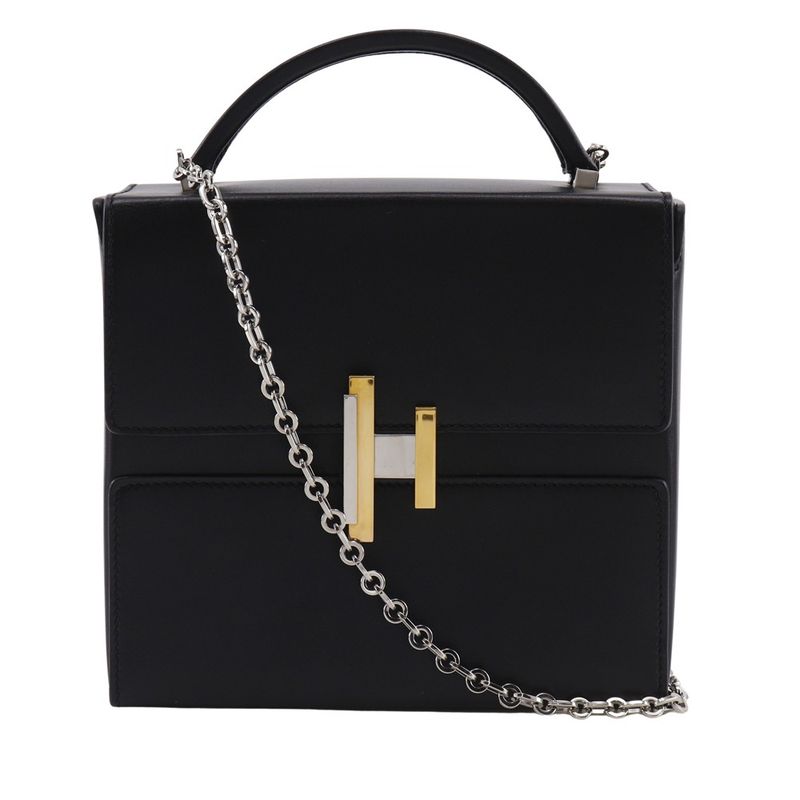 Hermes Cinetic 2WAY Leather Black A Women's Shoulder Bag