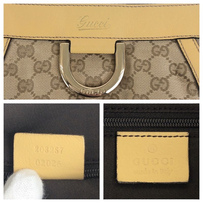 Gucci Beige Gold Hardware GG Canvas/leather 203257 Shoulder Bag Messenger Bag