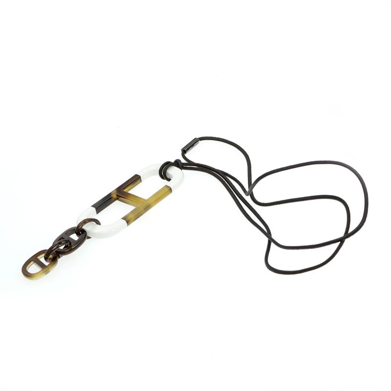 Hermes Necklace Amar Buffalo Horn White Brown Pendant Accessories-