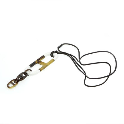 Hermes Necklace Amar Buffalo Horn White Brown Pendant Accessories-