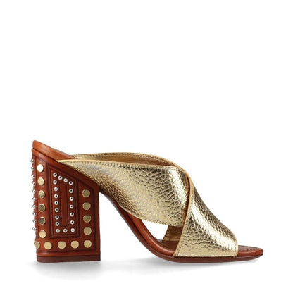 Louis Vuitton '18 Studded Leather Sandals Women's 36 Sc0138 Gold Made In Italy