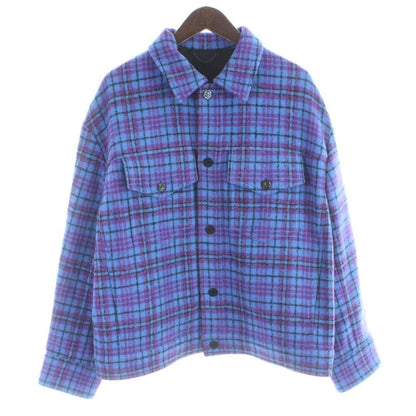 Louis Vuitton Cropped Flannel Jacket Wool 50 Blue Purple Orr MW