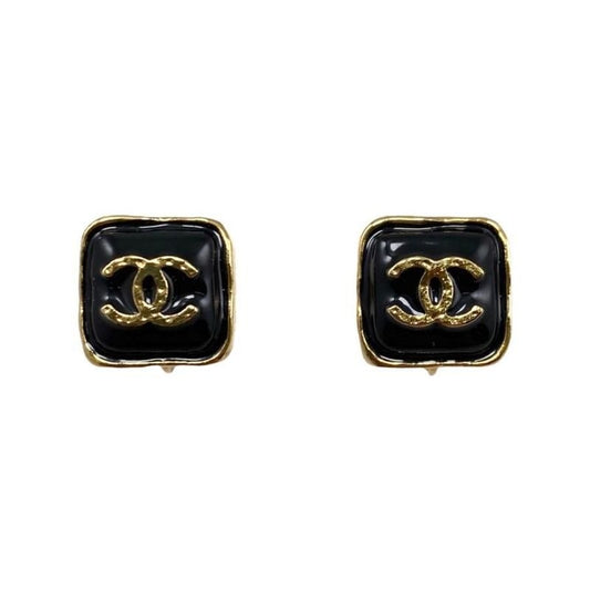 Chanel Earrings Square Coco Mark Abc253 Black