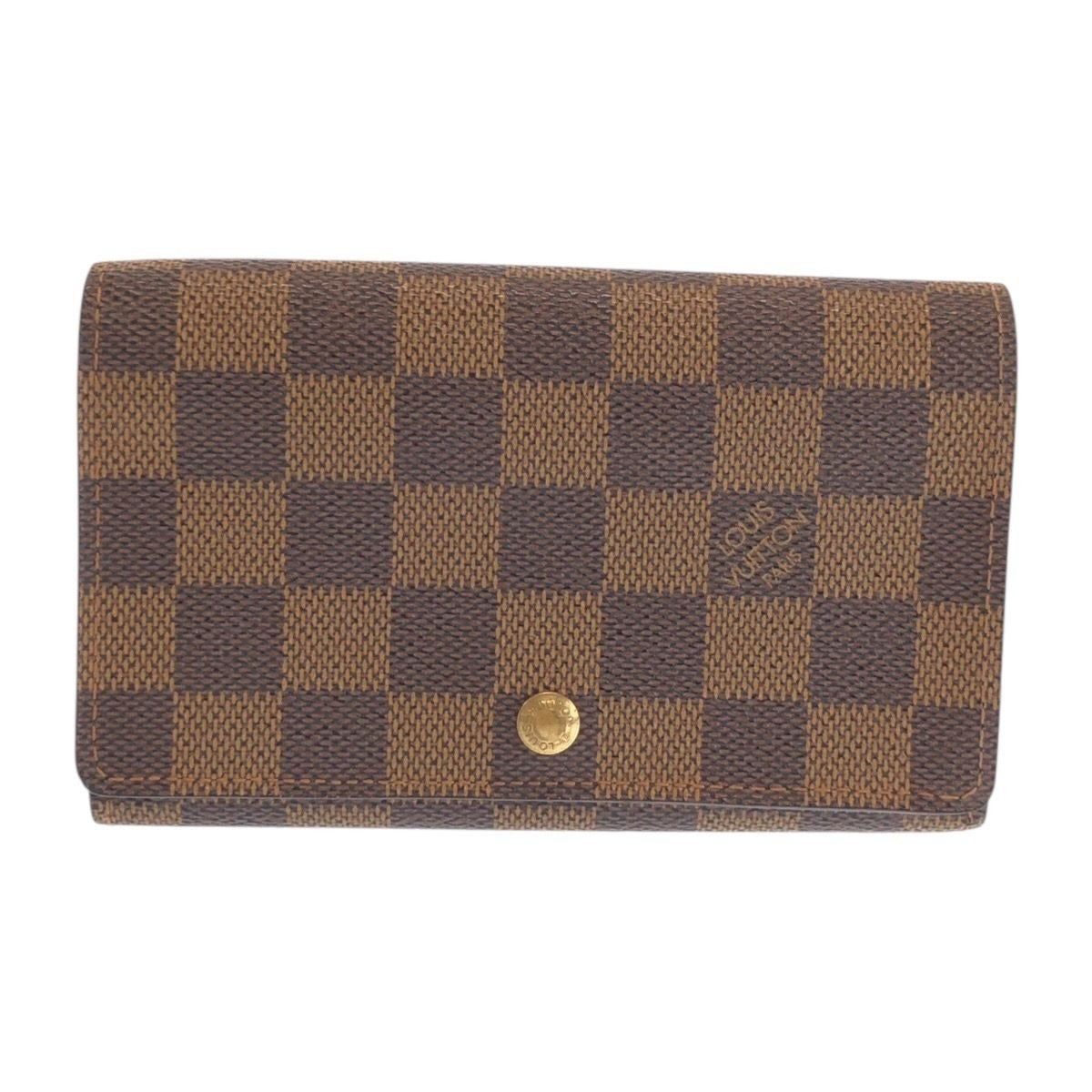 Louis Vuitton Damier Porte Monnaievier Tresor Brown Fold Wallet Compact
