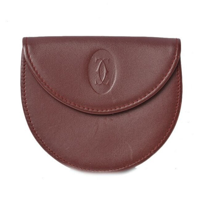 Cartier Coin Case Purse Wallet Must Line Horseshoe Shape Bordeaux