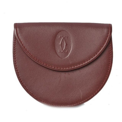 Cartier Coin Case Purse Wallet Must Line Horseshoe Shape Bordeaux