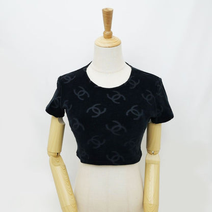 Chanel Coco Mark Velor Chibi T-shirt Black 40 96P Short Sleeve T-shirt