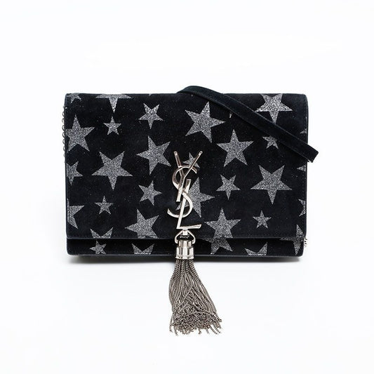 Saint Laurent Yves Shoulder Bag Star Suede Chain Kate