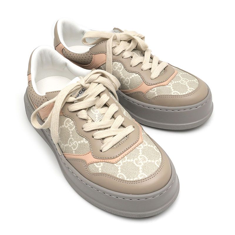 Gucci Low Cut Sneakers 700775 37.5 GG Supreme Beige