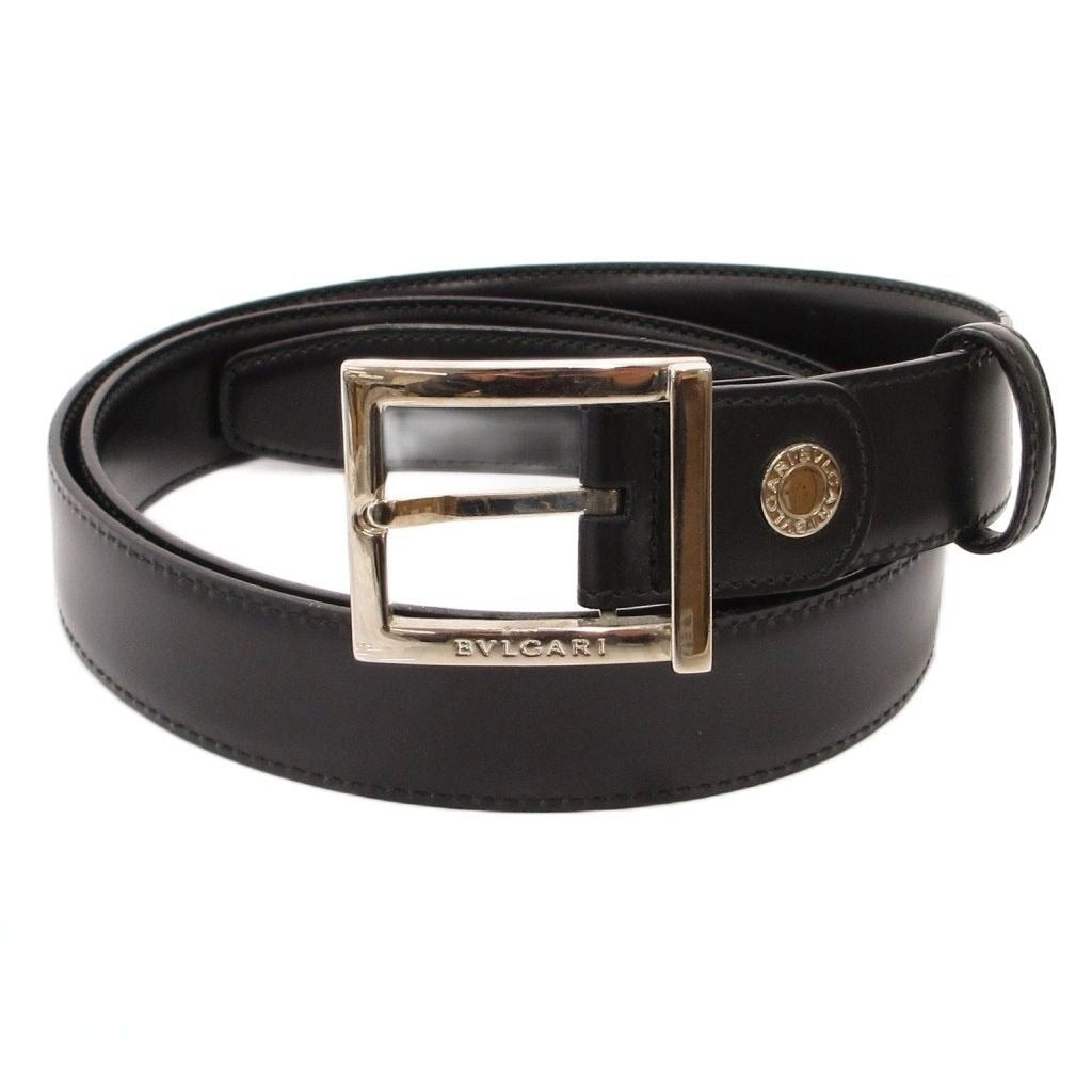 Bvlgari Belt Smooth Leather Square Buckle Logo 110 44 Black