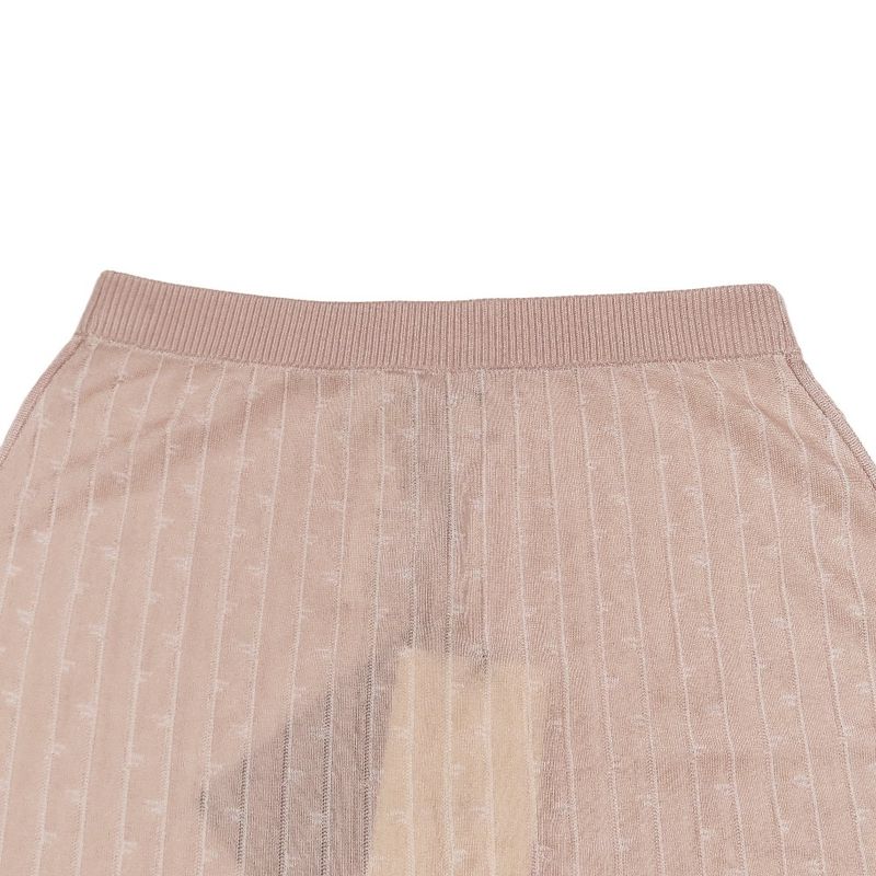 Unused 2022 Fendi Sheer Knit Tight Skirt Long Length Elastic Waist Total Stripe