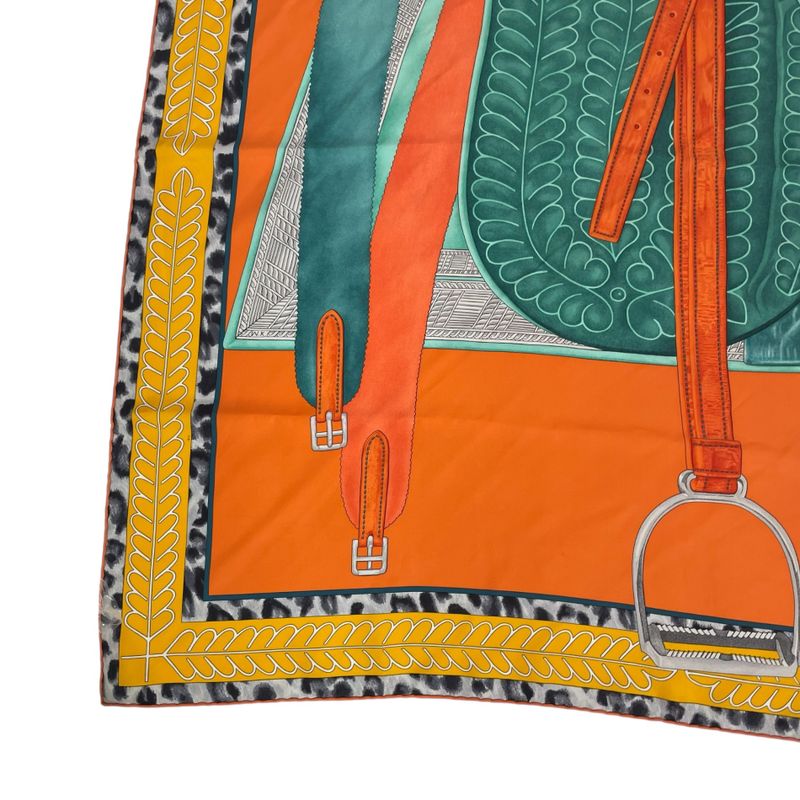 Hermes Carre 90 Silk Scarf Selle D'officier En Grande Tenue Officer's Saddle