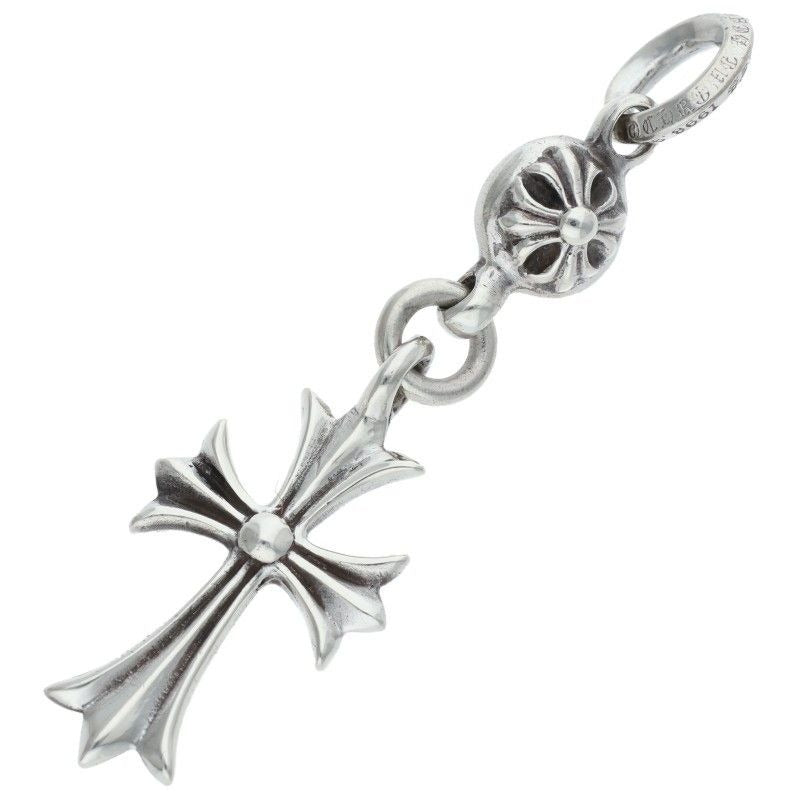 Chrome Hearts Tny CH Crs 1 Ball Tiny Ch Cross Charm Silver Necklace Top