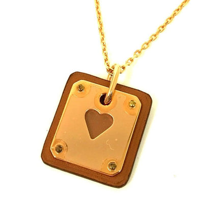Hermes Necklace As de Coeur PM Metal Brown