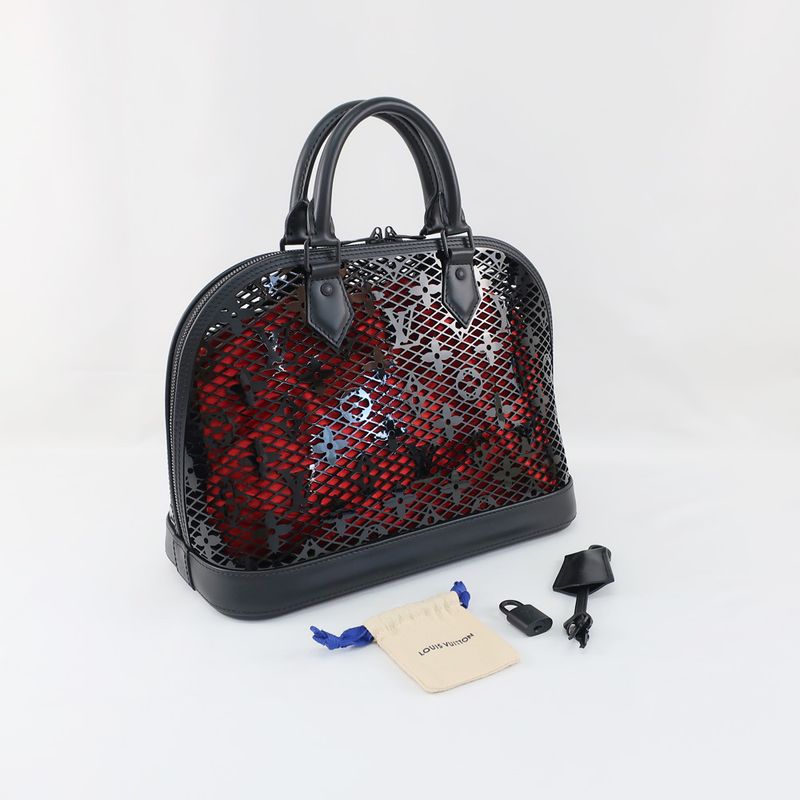 Louis Vuitton Alma PM Monogram Lace Handbag M20355 Black X Red