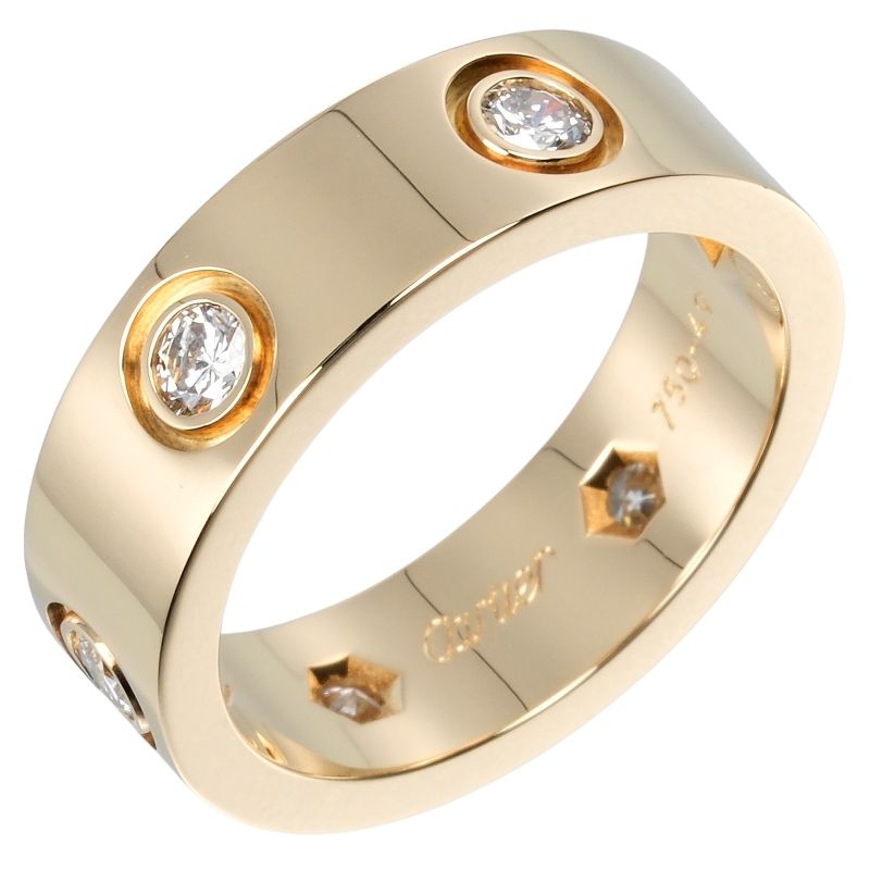 Cartier Love 18K Yellow Gold And 6P Diamonds Size 9 Ladies 7.61g Ring