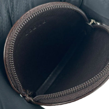 Loewe Coin Case Leather Brown Silver Hardware Anagram Small Round Ladies Men's