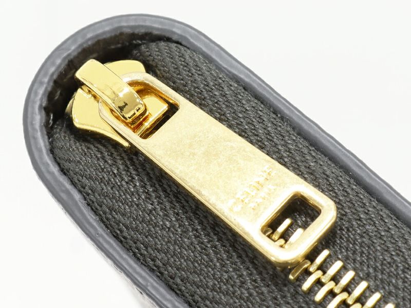 Celine Coin Case Compact Zip Wallet Grained Calfskin Gray 10b663bel10dc