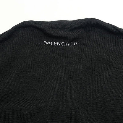 Balenciaga Back Logo Crew Neck Knit 534419 Size S Black