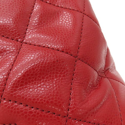 Chanel Matelasse Chain Tote Bag Caviar Skin Red Silver Hardware Red Coco Mark