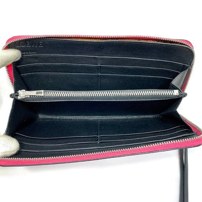Loewe Round Zipper Long Wallet Pink Anagram Wallet Leather Preowned