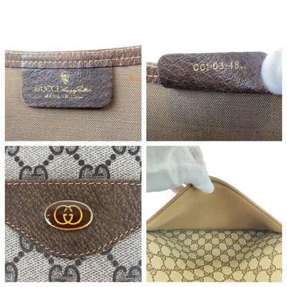 Gucci Vintage Sherry Line Beige Brown GG Supreme Canvas Tote Shoulder Bag 505385