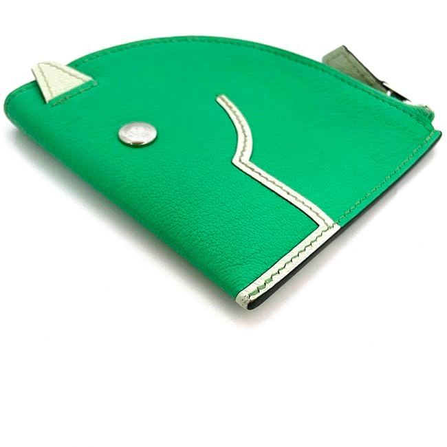 Hermes Coin Case Green Mint Excellent Condition Coin Purse Leather Chevre