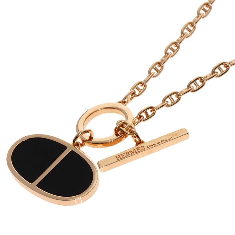 Hermes Chaine D'ancre Verso Necklace 18K Pink Gold Ladies