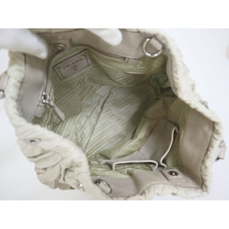 Prada Gathered 2-Way Shoulder Bag Leather Gray Gradient Gradation — view 5