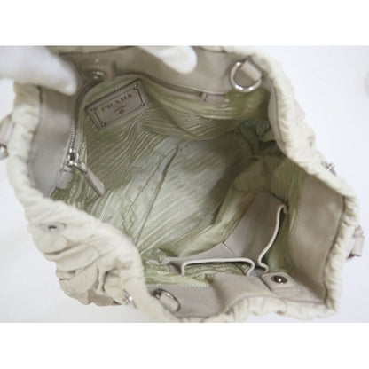 Prada Gathered 2-Way Shoulder Bag Leather Gray Gradient Gradation — view 5