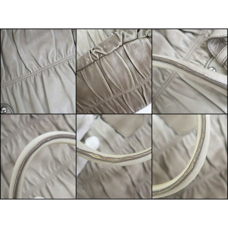 Prada Gathered 2-Way Shoulder Bag Leather Gray Gradient Gradation — view 7